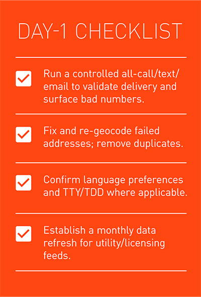 red and white checklist for emergency communications best practices
